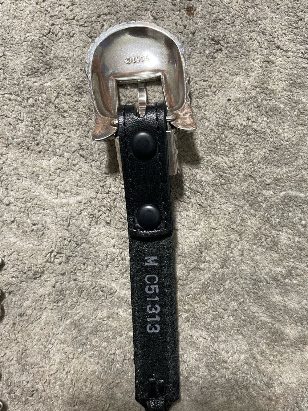 Vintage 1996 Tony Lama Black Nizhoni Cross Leather Belt - Picture 5 of 6